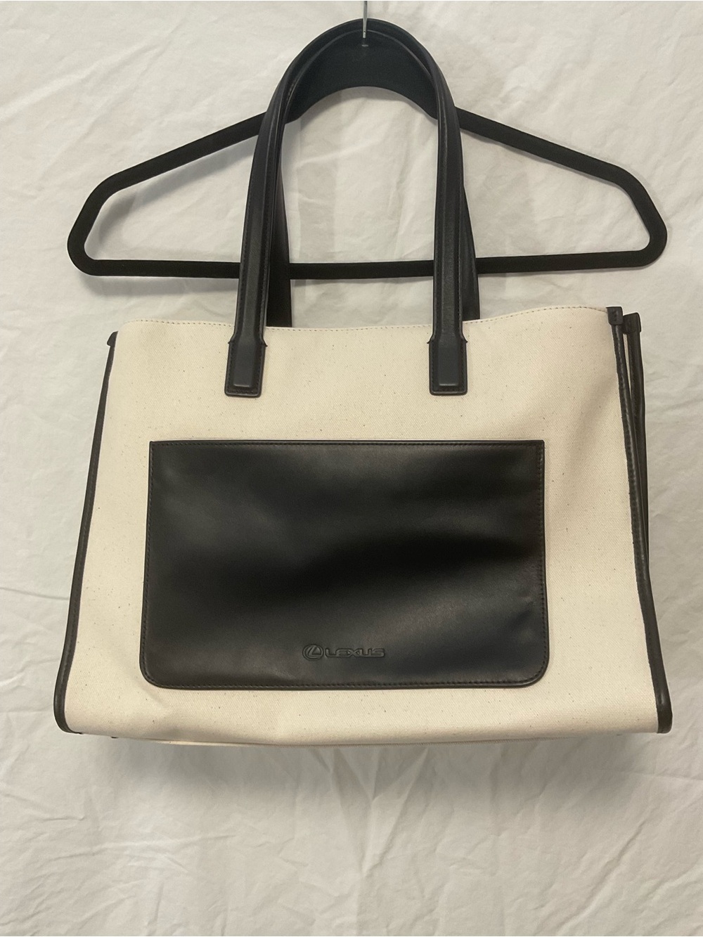 Lexus Canvas and Black Leather Tote